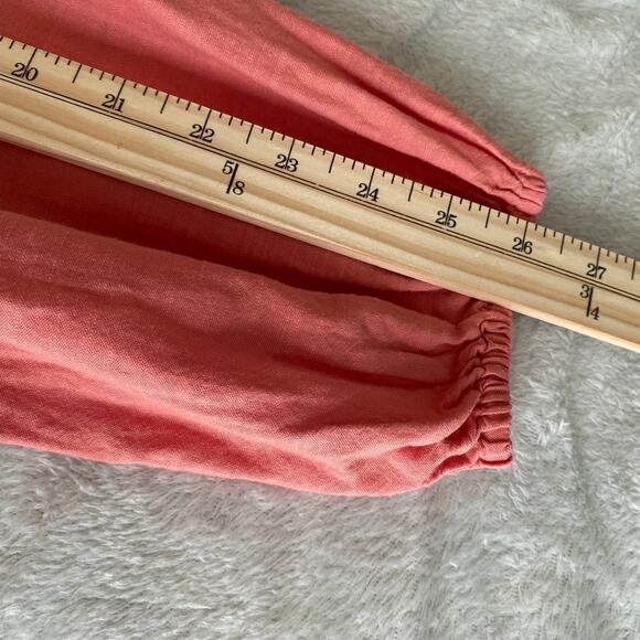 2/$30 OLD NAVY Boho Embroidered Tiered Peasant Dress M Coral Eyelet Long Sleeve - Picture 7 of 10